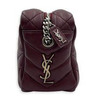 Loulou Red Camera Bag in Calfskin, Silver hardware