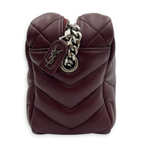 Loulou Red Camera Bag in Calfskin, Silver hardware