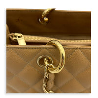 GST Tote Bag Beige in Caviar Leather, Gold hardware