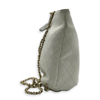 Drawstring Bucket Backpack White in Calfskin, Gold hardware