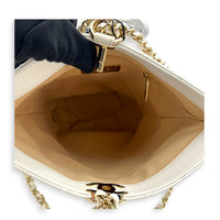 Drawstring Bucket Backpack White in Calfskin, Gold hardware