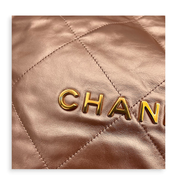 22 Tote Shoulder Bag Small Metallic Pink in Metallic, Gold hardware