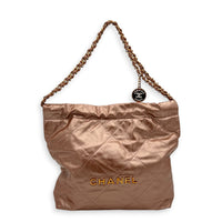 22 Tote Shoulder Bag Small Metallic Pink in Metallic, Gold hardware