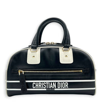 Lady D-Vibe Bowling Top Handle Bag Black in Calfskin, Silver hardware