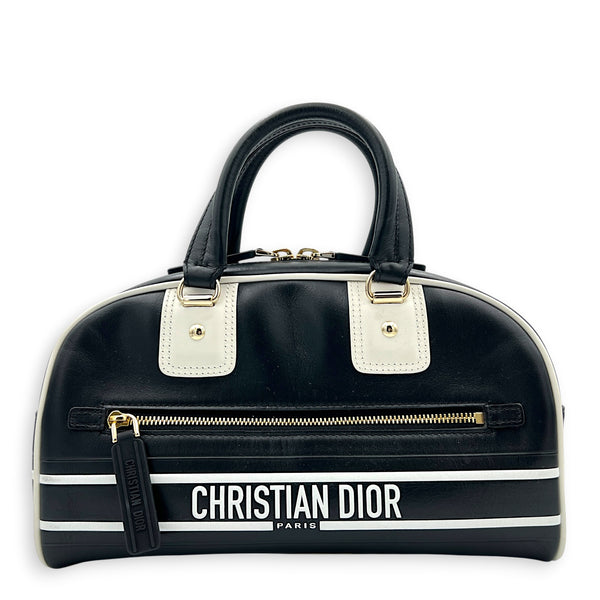 Lady D-Vibe Bowling Top Handle Bag Black in Calfskin, Silver hardware