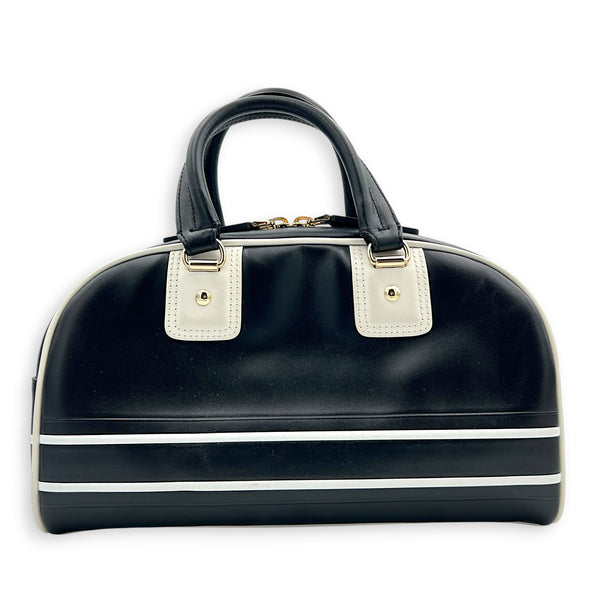 Lady D-Vibe Bowling Top Handle Bag Black in Calfskin, Silver hardware