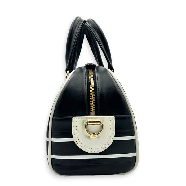 Lady D-Vibe Bowling Top Handle Bag Black in Calfskin, Silver hardware