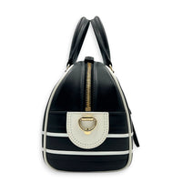 Lady D-Vibe Bowling Top Handle Bag Black in Calfskin, Silver hardware