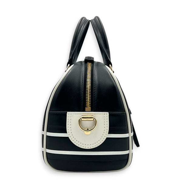 Lady D-Vibe Bowling Top Handle Bag Black in Calfskin, Silver hardware