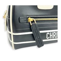 Lady D-Vibe Bowling Top Handle Bag Black in Calfskin, Silver hardware