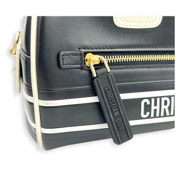 Lady D-Vibe Bowling Top Handle Bag Black in Calfskin, Silver hardware