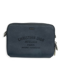 Double Zipped Shoulder Bag Grey in Calfskin, Gunmetal hardware