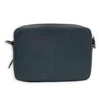 Double Zipped Shoulder Bag Grey in Calfskin, Gunmetal hardware