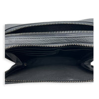 Double Zipped Shoulder Bag Grey in Calfskin, Gunmetal hardware