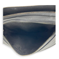 Double Zipped Shoulder Bag Grey in Calfskin, Gunmetal hardware