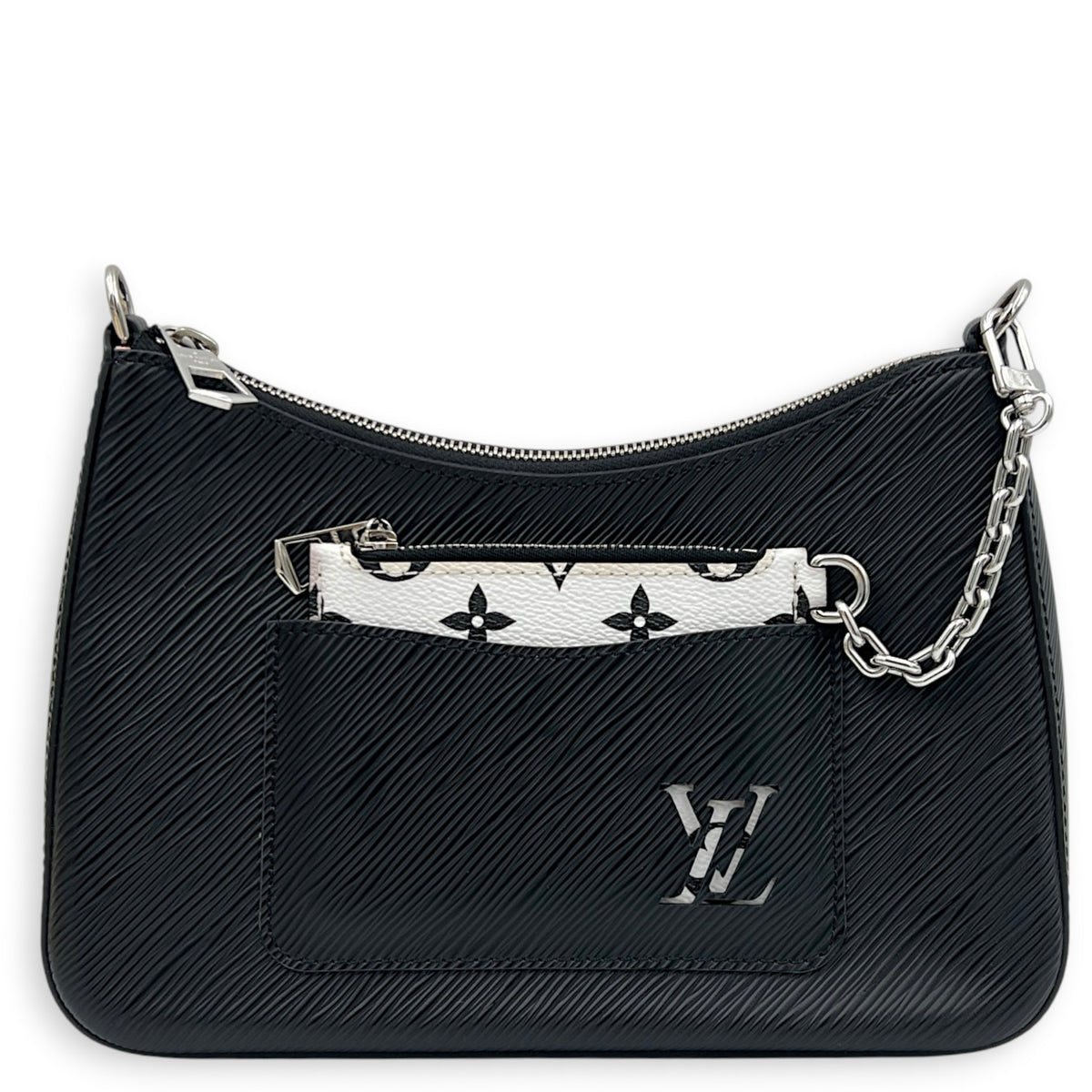 Marelle Shoulder Bag Black in Epi Leather, Silver hardware