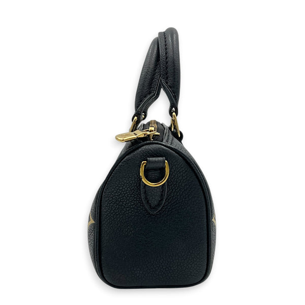 Speedy Bandouliere Top Handle Bag Nano  Bicolor Black/Beige in Monogram Empreinte Leather, Gold hardware