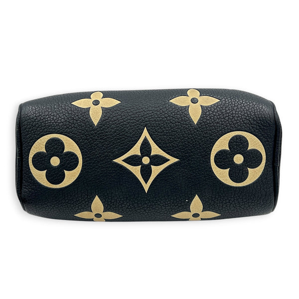 Speedy Bandouliere Top Handle Bag Nano  Bicolor Black/Beige in Monogram Empreinte Leather, Gold hardware