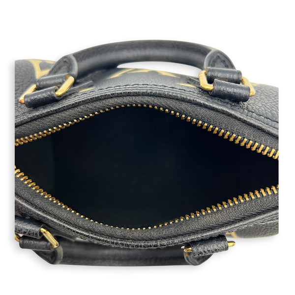 Speedy Bandouliere Top Handle Bag Nano  Bicolor Black/Beige in Monogram Empreinte Leather, Gold hardware