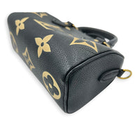 Speedy Bandouliere Top Handle Bag Nano  Bicolor Black/Beige in Monogram Empreinte Leather, Gold hardware