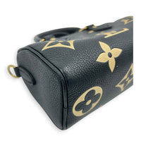 Speedy Bandouliere Top Handle Bag Nano  Bicolor Black/Beige in Monogram Empreinte Leather, Gold hardware