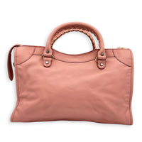 City Shoulder Bag Pink in Calfskin, Gold hardware