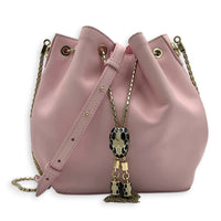 Serpenti Forever Bucket Bag Pink in Calfskin, Gold hardware