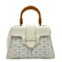 Saigon Souple Shoulder Bag Mini White in Coated Canvas, Silver hardware
