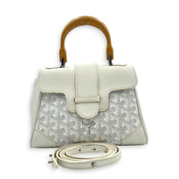 Saigon Souple Shoulder Bag Mini White in Coated Canvas, Silver hardware