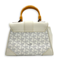 Saigon Souple Shoulder Bag Mini White in Coated Canvas, Silver hardware