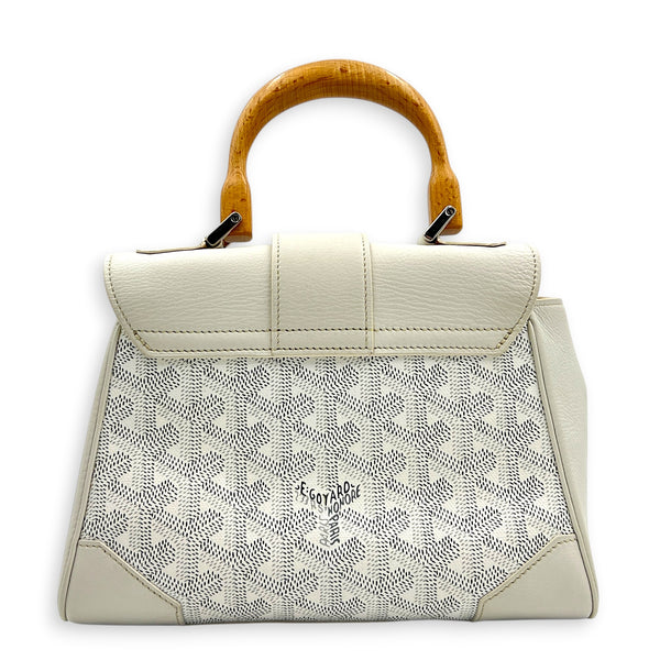 Saigon Souple Shoulder Bag Mini White in Coated Canvas, Silver hardware