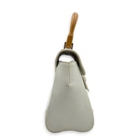 Saigon Souple Shoulder Bag Mini White in Coated Canvas, Silver hardware