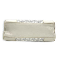 Saigon Souple Shoulder Bag Mini White in Coated Canvas, Silver hardware