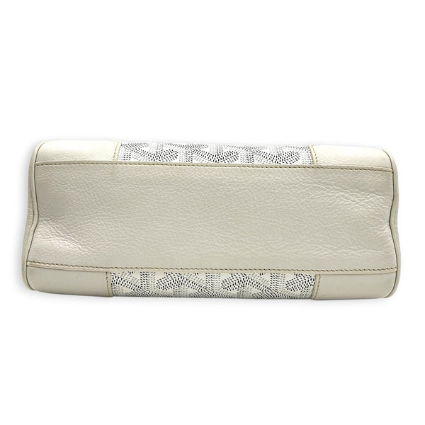 Saigon Souple Shoulder Bag Mini White in Coated Canvas, Silver hardware