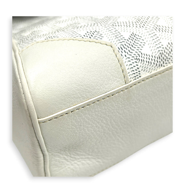 Saigon Souple Shoulder Bag Mini White in Coated Canvas, Silver hardware