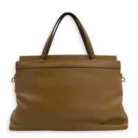 Interlocking G Beige Top Handle Bag in Calfskin, Gold hardware