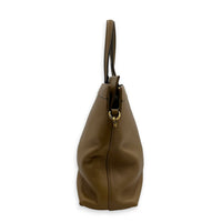 Interlocking G Beige Top Handle Bag in Calfskin, Gold hardware