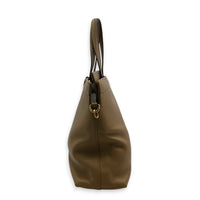 Interlocking G Beige Top Handle Bag in Calfskin, Gold hardware