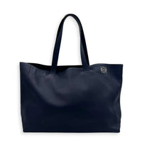 Anagram Blue Tote Bag in Calfskin, Silver hardware