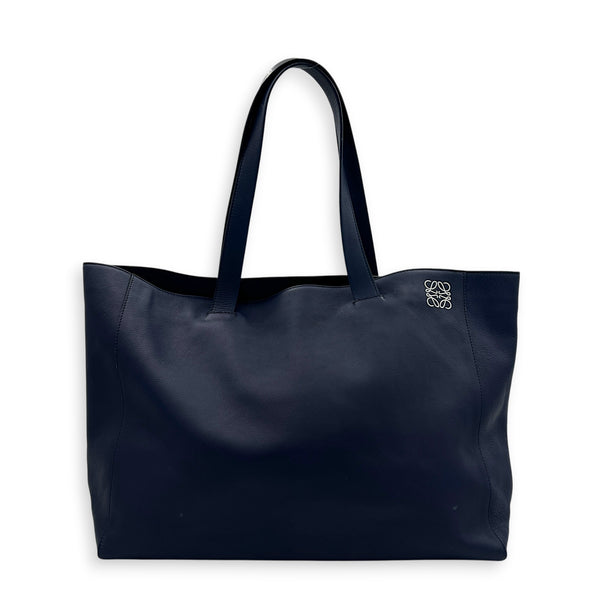 Anagram Blue Tote Bag in Calfskin, Silver hardware