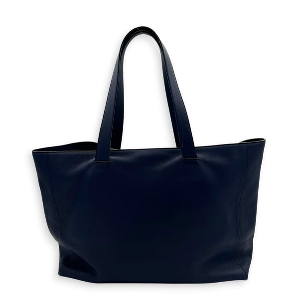 Anagram Blue Tote Bag in Calfskin, Silver hardware