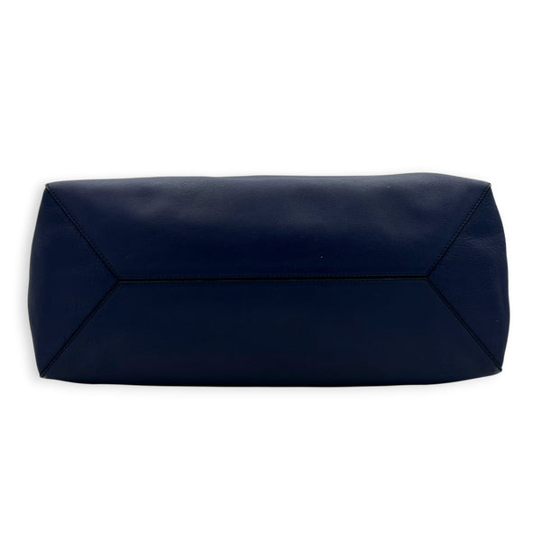 Anagram Blue Tote Bag in Calfskin, Silver hardware