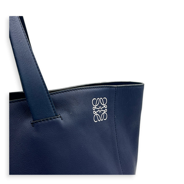 Anagram Blue Tote Bag in Calfskin, Silver hardware