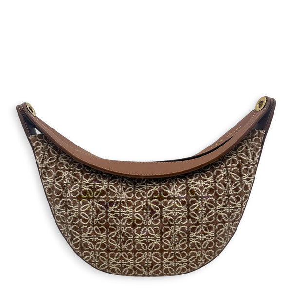 Luna Shoulder Bag Small Tan in Jacquard, Gold hardware