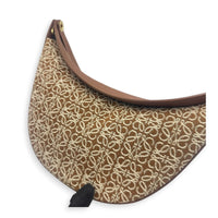 Luna Shoulder Bag Small Tan in Jacquard, Gold hardware