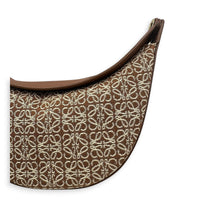Luna Shoulder Bag Small Tan in Jacquard, Gold hardware
