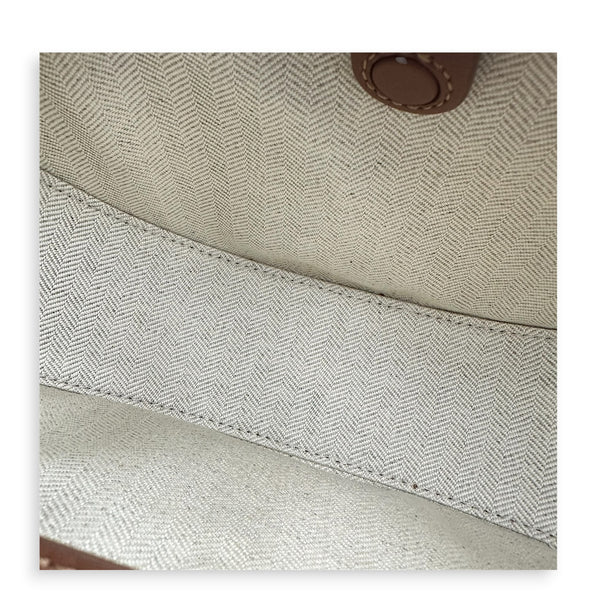 Luna Shoulder Bag Small Tan in Jacquard, Gold hardware