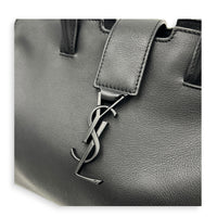 Cabas Top Handle Bag Black in Crocodile Embossed Calfskin, Silver hardware