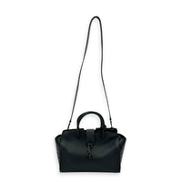 Cabas Top Handle Bag Black in Crocodile Embossed Calfskin, Silver hardware