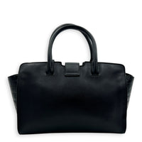 Cabas Top Handle Bag Black in Crocodile Embossed Calfskin, Silver hardware